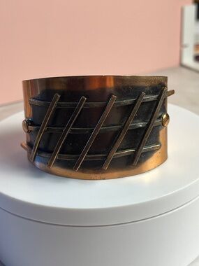 VINTAGE COPPER CUFF 3-D WIRE CRISSCROSS BRACELET Pure Copper